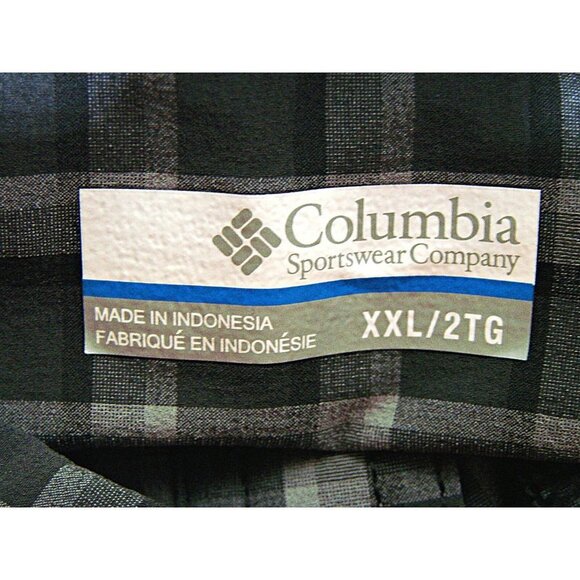 Columbia Mens Gray Black Plaid Checkered Pocketed Button Up Work Dress Shirt XXL - Picture 5 of 10